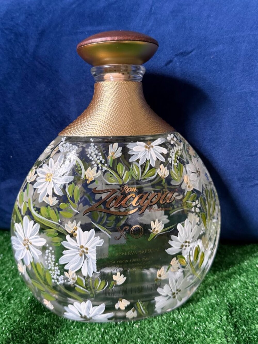Rare Luxury XO Hand Painted Floral 750ml Artisan Display Bottle Collectible Bar